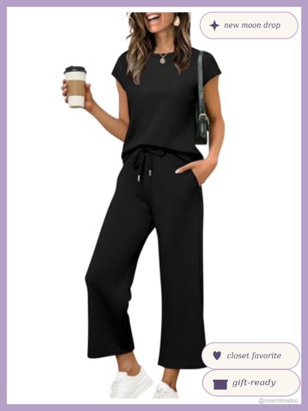 Two Piece Lounge Set Cap Sleeve Top & Pants Vacation Outfit